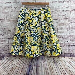 H&M Yellow Floral Pleated A Line Skirt